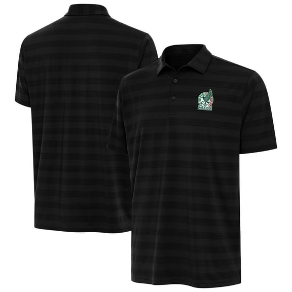 Men's Antigua Black Mexico National Team Channel Polo