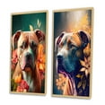 thumbnail image 3 of Designart "Pitbull Blossom Portrait I" Dog Pitbull Framed Wall Art Set Of 2 - Multicolor Animals Gallery Wall Frame Set For Home Decor, 3 of 6