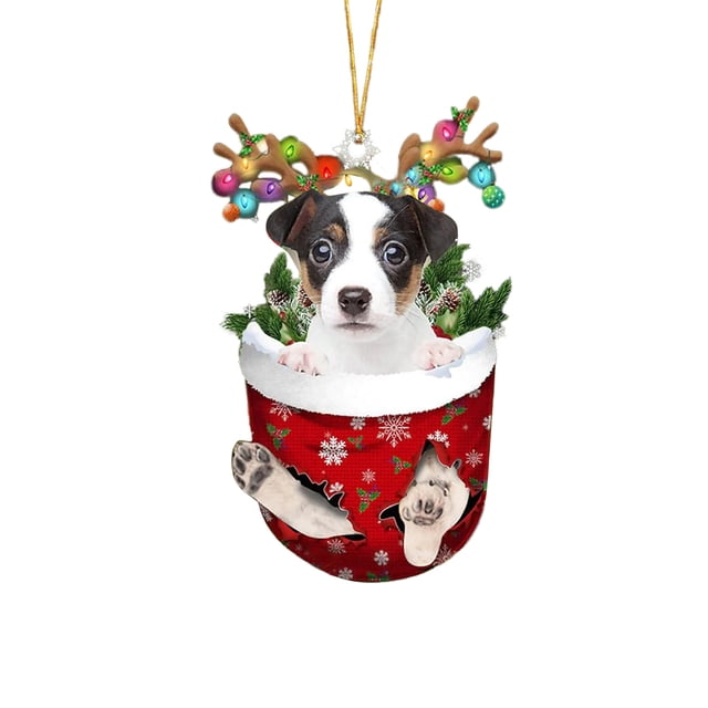 Decoraciones Del Árbol de Navidad Nuevos Lindos Calcetines de Navidad con Fronteras, Decoración Colgante Del Árbol de Navidad Del Perro, Regalo de Navidad, Regalos de Navidad Del Perro
