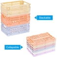 thumbnail image 3 of PATIKIL Collapsible Basket, 2 Pcs 10 x 6.5 x 3.9 Inch Stackable Storage Crates Foldable Plastic Baskets Desk Organizing Container for Home Kitchen Office, Light Yellow, 3 of 5