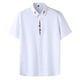 thumbnail image 2 of Camisetas Elvqul Caballero Manga Corta Blanco Casual Con Bolsillos Liso Botones con Solapa, 2 of 4