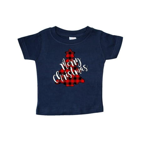 

Inktastic Red Buffalo Plaid Christmas Tree Gift Baby Boy or Baby Girl T-Shirt
