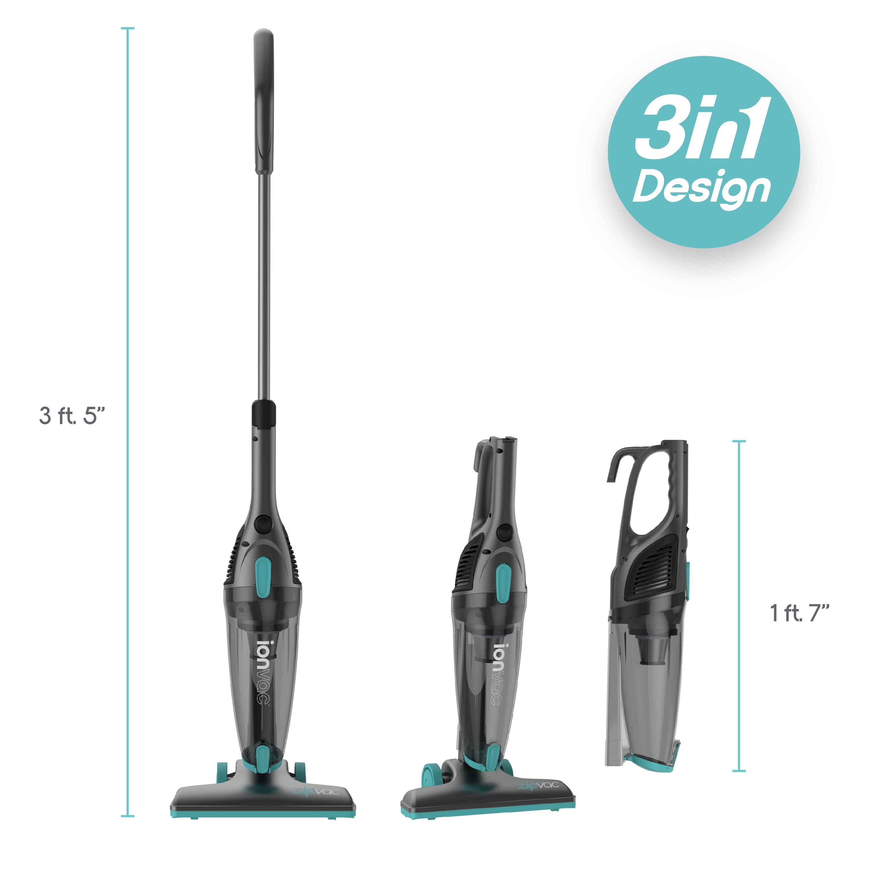 Aspiradora Escoba Ionvac ZipVac con Cable, 3 en 1 Vertical/Manual para Múltiples Superficies, Modelo #8842 4