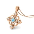 thumbnail image 2 of 4MM Square Larimar 925 Silver Rose Vermeil Charming Valentines Day Gifts Pendant Necklace, 2 of 4