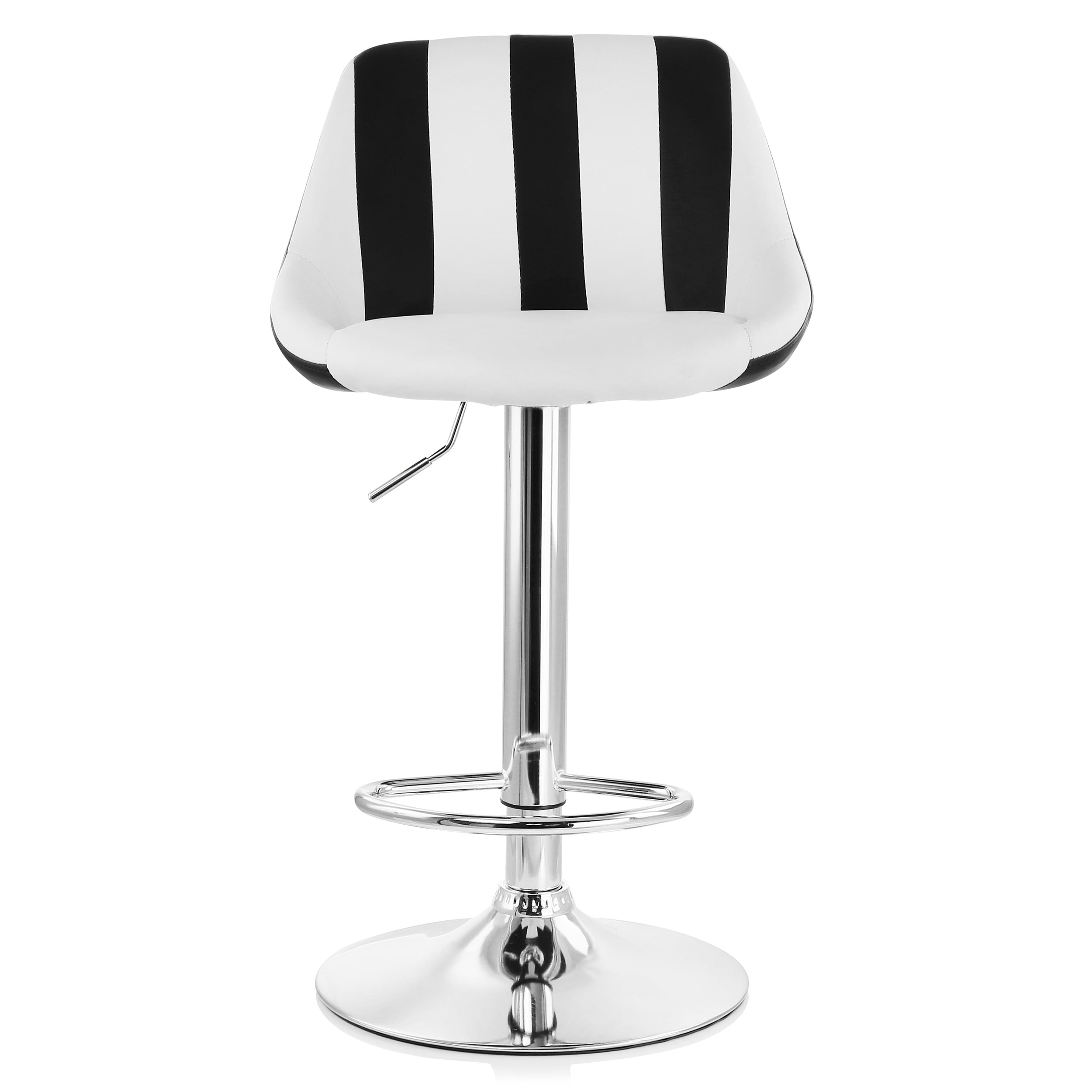 Elama 2 Piece Adjustable Faux Leather Bar Stool in Striped Black