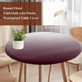 thumbnail image 5 of Romantic Burgundy Round Fitted Table Cover Gradient Waterproof Table Cloth with Elastic Edge Wipeable Tablecloth for Picnic Camping Party Fits 45"-54" Diameter, 5 of 8