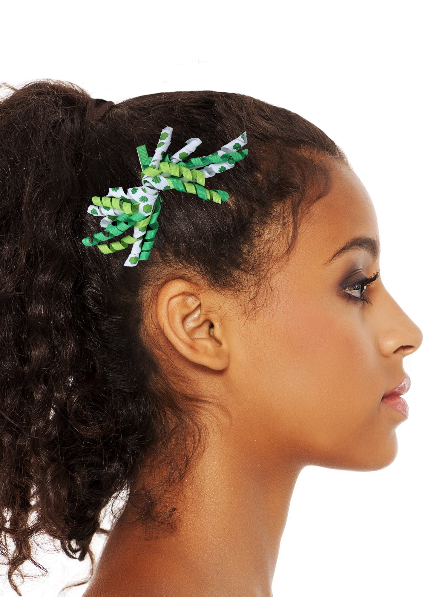 Way to Celebrate St. Patrick's Day Duo Ribbon Hair Bow, 2 Pieces