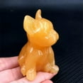 thumbnail image 2 of GKNET Natural Quartz Crystal Handcarved Small Animal French Bulldog Reiki Home Decor-Yellow Jade Stone, 2 of 9