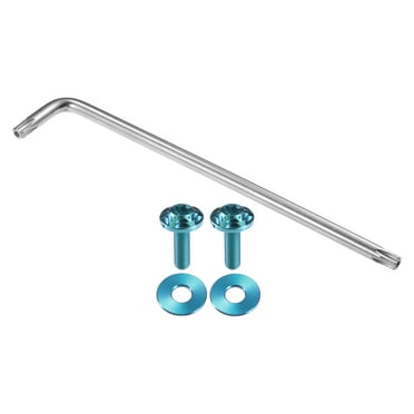 1 Set 1/4" M6 Universal Car Anti Theft License Plate Screws for Car Frame Holder with 2 Washers Blue