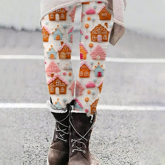 Herrnalise Womens fashion Fashion Casual Christmas Printed Tight Leggings High Waist Pants Christmas Gifts For Women