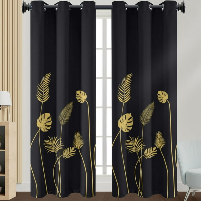 Innerwin Rideaux Semi-Transparents pour Fenêtre à Oeillets Longs Rideaux Filtrant la Lumière Lin de Luxe Texturé Traitements d'Intimité Noir L : 52"x H:54 Pouces