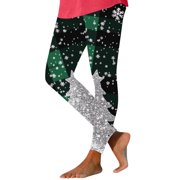 cfhntfmh Womens Winter Christmas Leggings Pants Ankle Length Workout Yoga Pants Christmas Leggings for Women