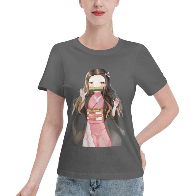 T-Shirt Basique à Manches Courtes pour Femmes Demon Slayer Blade Nidouzi