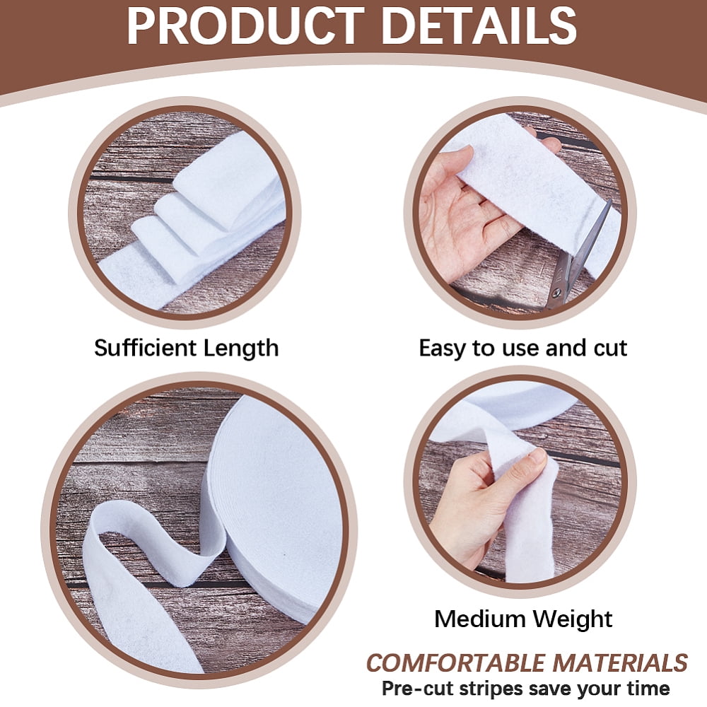 2 Roll Non Woven Fabric Embroidery Needle Felt for DIY Crafts Garment Accessories White 56mm 33m/roll