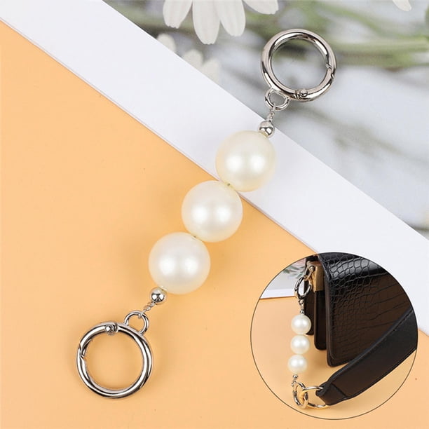 Extensor de correa de bolso de perlas de imitación de 5,51 pulgadas-reemplazo de correa de cadena de monedero, cadena de extensión de moda de bolso de Plata Soledad correa de cadena de monedero