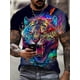 thumbnail image 4 of Camiseta con estampado gráfico de tigre colorido para hombre de talla grande para verano, camisetas casuales de manga corta a la moda para hombres grandes y altos, 4 of 5