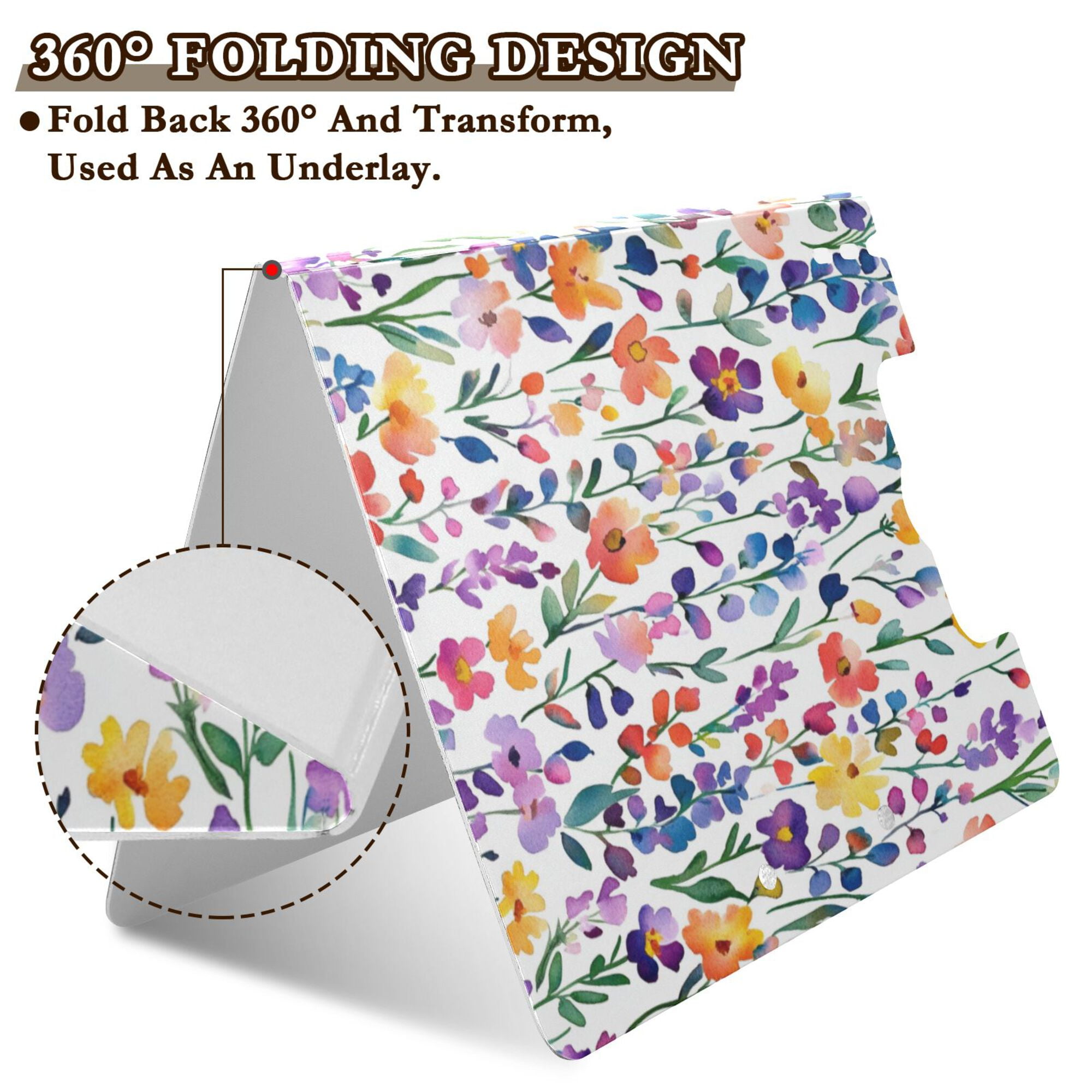 FORMRS A4 Clipboard Folder with Pen Holder Horizontal Foldable School Office Binder, Purple Wildflower Pattern
