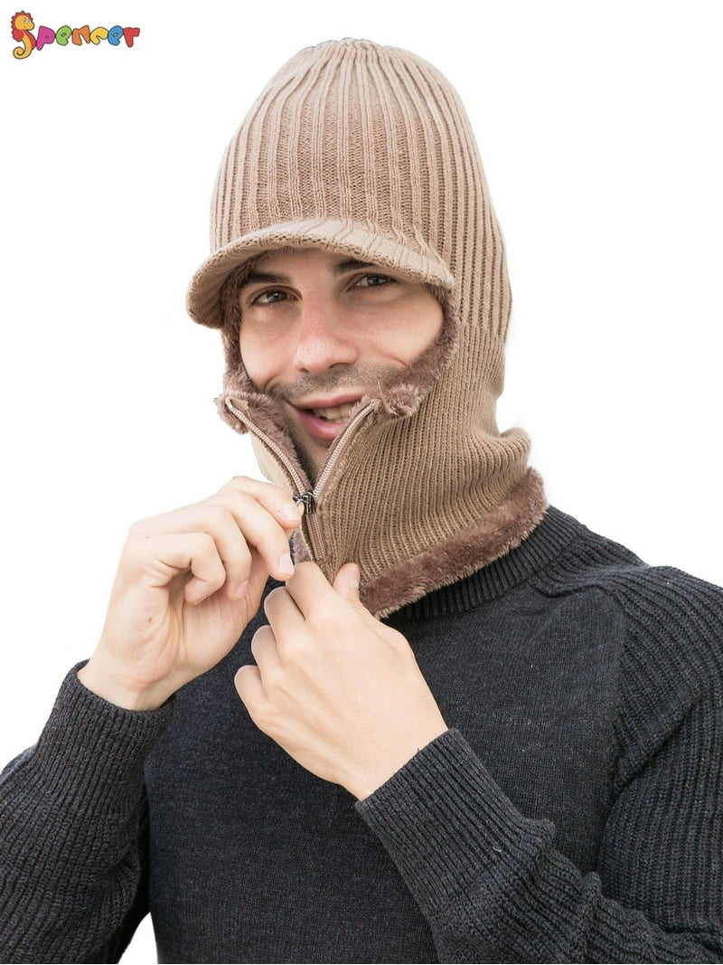 Spencer Men's 2-in-1 Winter Balaclava Beanie with Scarf Zipper
