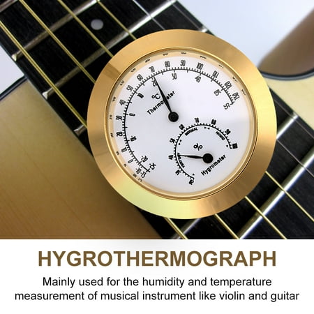 Hilitand Round Thermometer Hygrometer Humidity Temperature Meter for Violin Guitar Case Instrument Care, Violin Guitar Thermometer Hygrometer, Round Temperature