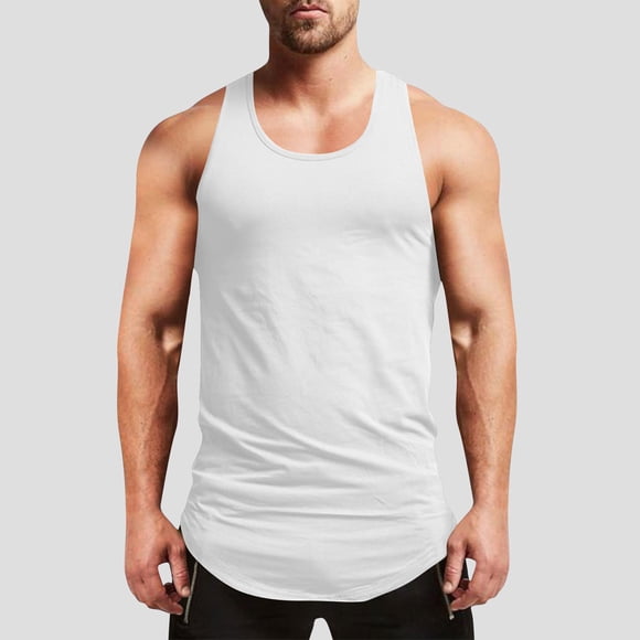 pstuiky Camisetas sin mangas para hombre, Camiseta de tirantes vintage de color liso para hombre, estilo casual, deportiva, transpirable, con cuello redondo Chaleco para hombre xl