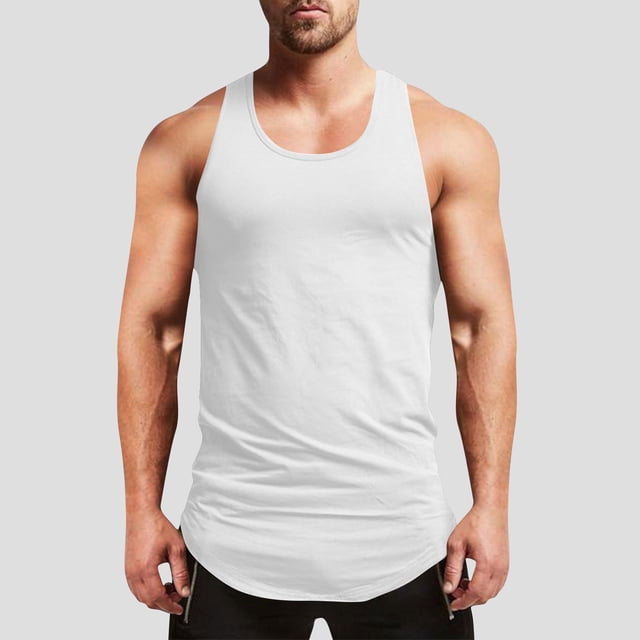 pstuiky Camiseta sin mangas para hombre, Camiseta de tirantes vintage de color liso para hombre, estilo casual, deportiva, transpirable, con cuello redondo Chaleco de hombre m
