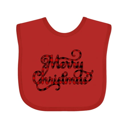 

Inktastic Merry Christmas in Red Plaid Gift Baby Boy or Baby Girl Bib