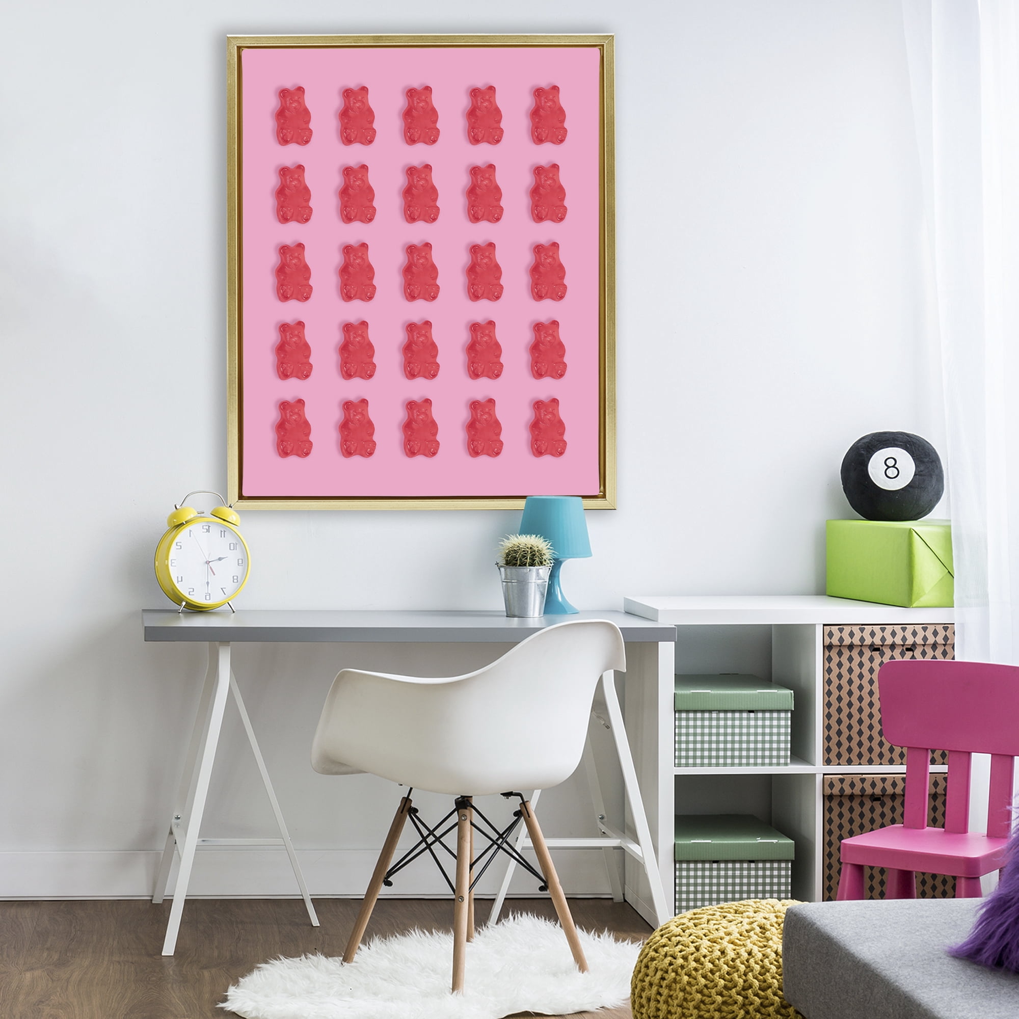 Stupell Industries Red Gummy Bears on Pink Gold Framed Floater Canvas Wall Art, design by LISH Creative