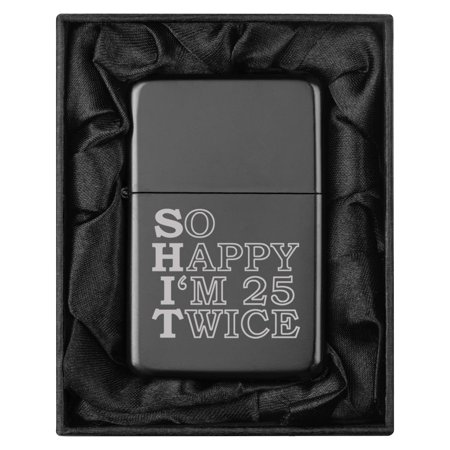 Lighter in Black Silk Lined Gift Box So Happy I m Fifty 50th Birthday Funny (Black)
