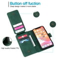 thumbnail image 5 of Allytech Luxury Wallet Case for iPhone 15 Plus with Wrist Strap, [9 Card Slots] [1 Cash Pocket] Premium PU Leather + Soft TPU Shockproof Magnetic Clasp Kickstand Protective Case, Green, 5 of 21
