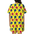 thumbnail image 6 of Uemuo Colorful Ping Pong Pattern Women's Short-Sleeved Pajama, Button-Front Loungewear, 2-Piece Summer Sleepwear, Elastic Drawstring Shorts-X-Large, 6 of 7