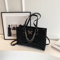 thumbnail image 1 of Bolso grande de cuero Pu con estampado a rayas para mujer, bolsa de mano Vintage con asa, gran capacidad, versátil, color negro Fivean unisex, 1 of 2