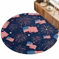 thumbnail image 2 of Small Round Rug 3Ft, 4th of July Non-Slip Washable Circle Rugs Carpet, Independent Day American Flag Stars Red Blue Indoor Outdoor Rug Floor Mats Throw Runner for Bedroom Living Room Bathroom, 2 of 8