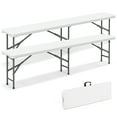 thumbnail image 1 of Gymax 2PCS 6 ft Plastic Folding Bench w/ 1320 LBS Capacity Handle & Lock For Outdoor White, 1 of 9