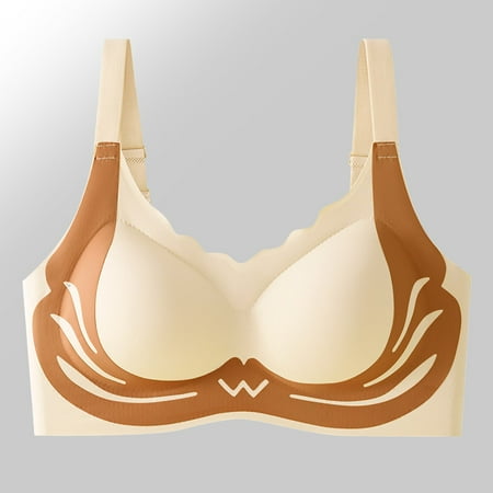 Pavied Push Up Bra Seamless Bras Sports Bras For Women Full Coverage High Impact Padded Sleep Bras Womens Plus Size Workout Yoga Bras Balconette Bras Feelingirl Bra Beige XL