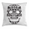 thumbnail image 1 of Sugar Skull Decor Throw Pillow Cushion Cover, Religious Tradition Latin Celebration Special Day Monochrome Art, Decorative Square Accent Pillow Case, 16 X 16 Inches, Black and White, by Ambesonne, 1 of 1