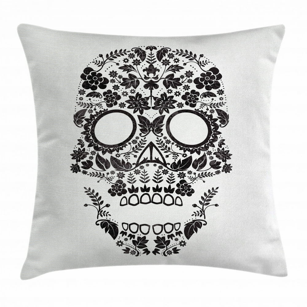 Sugar Skull Decor Throw Pillow Cushion Cover, Religious Tradition Latin