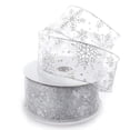 thumbnail image 1 of Ribbon Traditions Glitter Snowflakes Sheer Wired Ribbon 2 1/2 Inch By 10 Yards - Silver, 1 of 4