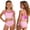 Pink, variant on HAJWOH Bathing Suits for Girls Fashion Summer Teen Tankini Swimsuit Two Piece Adjustable Strap Cut Out Color Block Swimwear