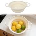 thumbnail image 2 of Collapsible Colander with Handle, Silicone Kitchen Colander for Easy Storage,Four-side Fast Draining Silicone Draining Basket, Perfect for Fruits Vegetables (Beige), 2 of 7