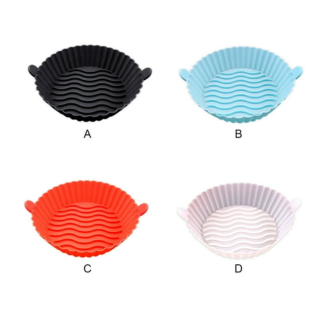 Baohd Air Fryer Pot Silicone Kitchen Reusable Cake Cooking Baking Basket Home Oven Liner Replacement Accessory with Handle Black 1Set