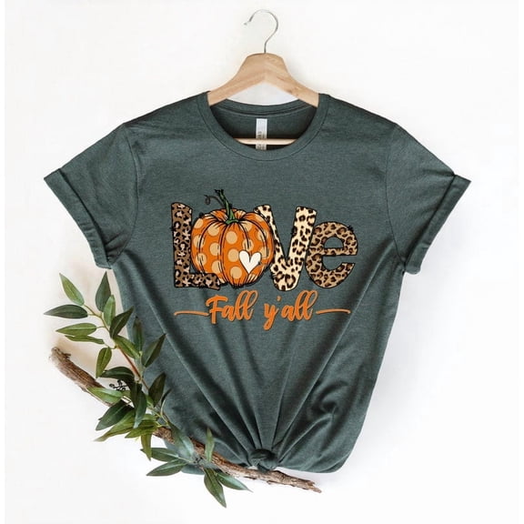 Love Fall Y'All Shirt, Leopard Print Fall Shirt, Thanksgiving,Hello Pumpkin, Fall Vibes, Peace Love Thanksgiving, Family Thanksgiving Shirt