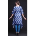 thumbnail image 5 of Bimba Blue Bandhani Tie-Dye Women Kurtas Ethnic Printed Asymmetric Summer Wear Tops For Women Large, 5 of 6