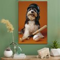 thumbnail image 2 of Bearded Collie Vintage Dog Baseball Canvas – Artistic Sports, Bearded Collie Dog with Baseball Stretched Canvas Size 8x12 Wall Print for Bedroom, Living Room, Office, 2 of 5