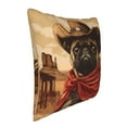 thumbnail image 2 of Xecao Western French Bulldog Cowboy Print Soft Velvet Decorative Throw Pillow Covers, Square Cushion Cases for Bed, Sofa, Living Room, Car, and Indoor Outdoor Use-16"x16", 2 of 8