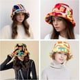 thumbnail image 2 of Winter Fluffy Bucket Hat for Women Men Rainbow Letter Pattern Furry Faux Fur Adjustable Plush Fisherman Cap Warm Hat, 2 of 7