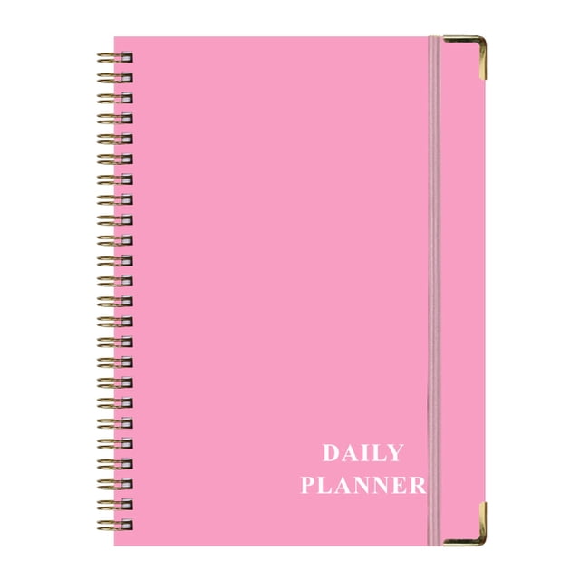 Carnet de Planification Quotidienne, Carnet à Spirale pour Liste de Tâches, Carnets pour le Travail, Carnets de Planification Non Datés pour l'Université pour Prendre des Notes, Écrire, Notes, Journaling, Kit de Fournitures de Bureau, Rose