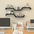 thumbnail image 2 of Black Floating Shelves for Wall Shelf for Bedroom,Repisas Flotantes De Pared, Waterproof Solid Wood Floating Shelves Bathroom，Small Relief Textures,for Bathroom,Bedroom,Living Room, Kitchen, 2 of 7