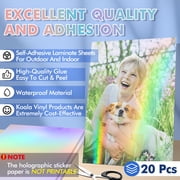 Koala Self-Adhesive Laminte Sheets A4, 20 Sheets, RAINBOW Overlay Film, Peel and Stick Holographic Clear Self Seal Laminating Sheets