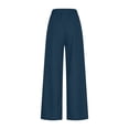 thumbnail image 4 of QTSHPN Womens Pants High Waist Wide Leg Stretch Fashion Jeans with Pockets Elastic Waistband Loose Fit Straight Long Denim Trousers Pants for Women Dark Blue S, 4 of 5
