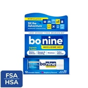 Bonine Motion Sickness and Nausea Relief Travel Pack, Chewable Tablets, Raspberry, 12 Ct